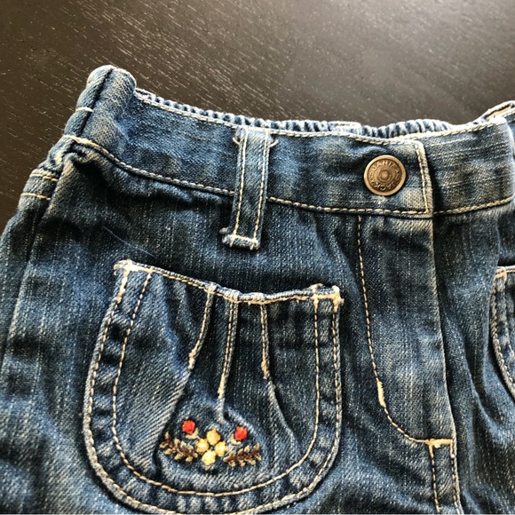 Janie and Jack Jeans Baby Girl 6-12 Mos Ruffled Hem Embroidered - Picture 3 of 6